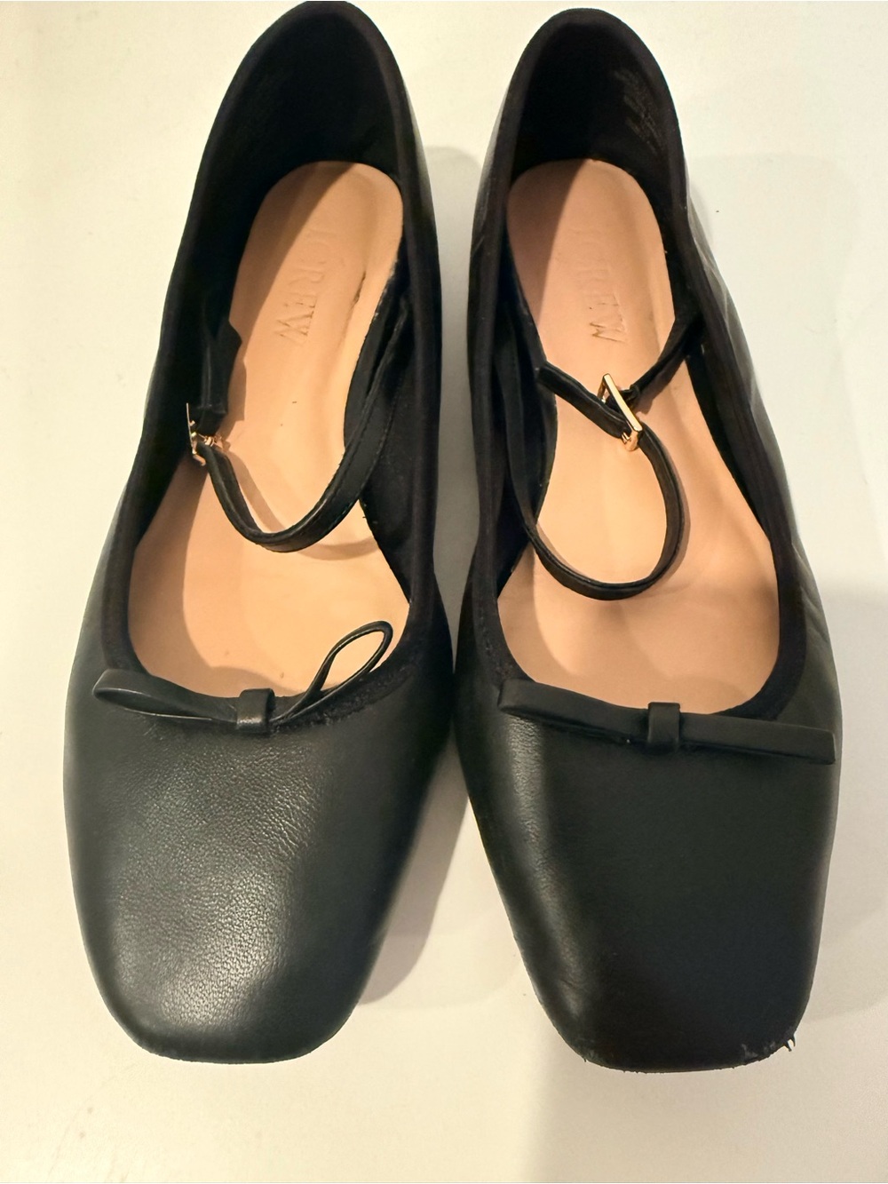 Jcrew Leather Square-Toe Mary Jane Ballet Flats